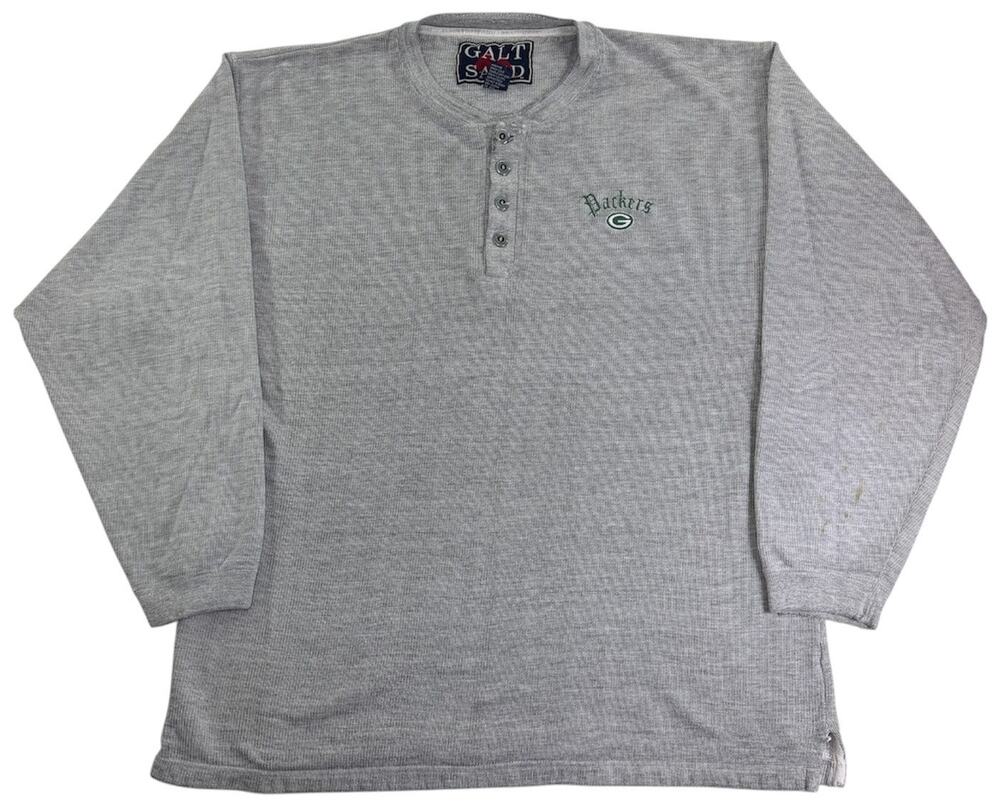Vintage 90s Green Bay Packers Henley Crewneck Men's Medium Galt Sand Sweatshirt